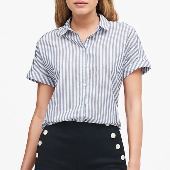 NWT Banana Republic Cotton Roll-Cuff Shirt - Picture 2 of 6